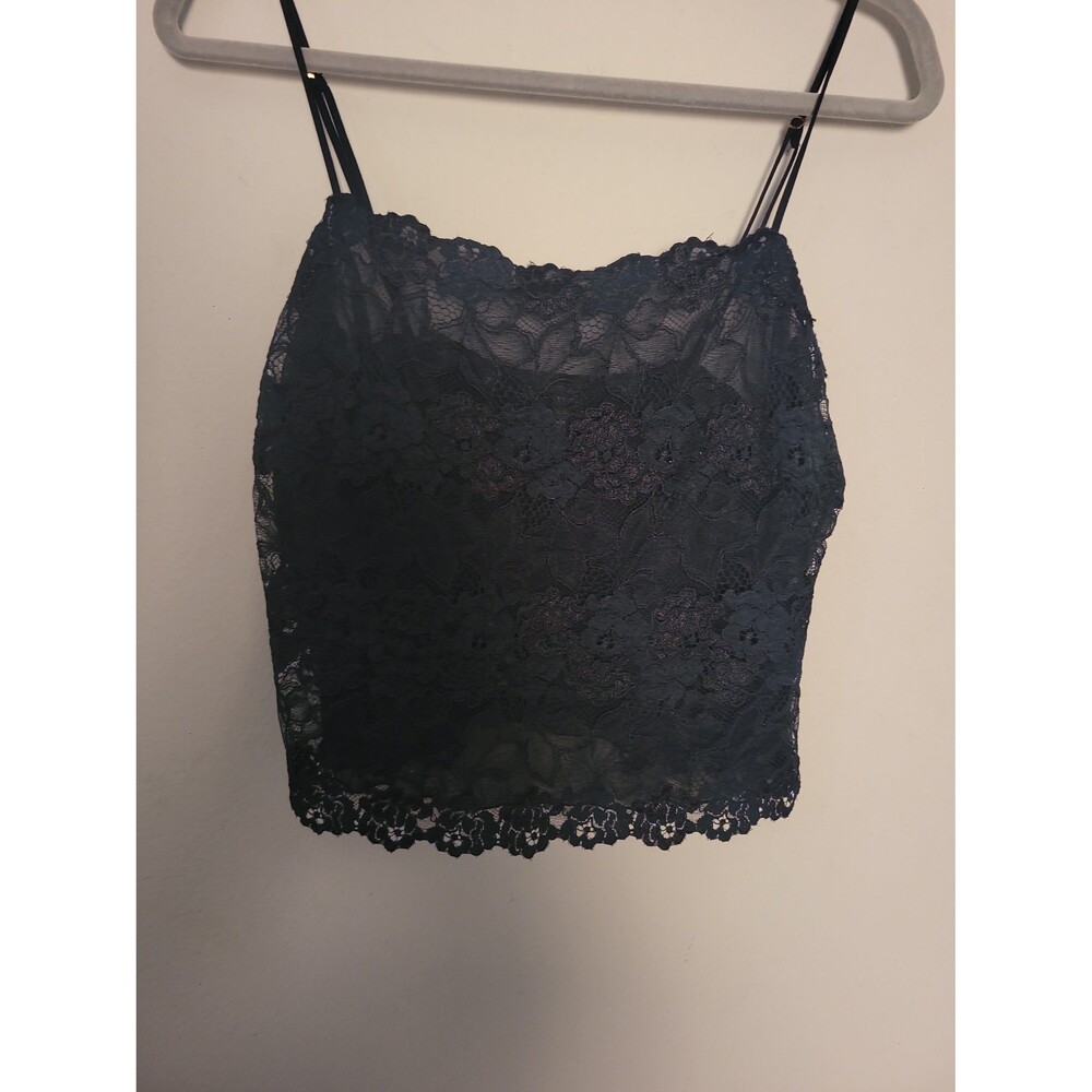 Josie Natori Black Lace Crop Top Sz L